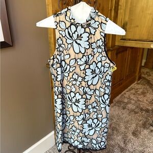 Tracy Reese Black and White Sheath Dress Mock Neck Halter